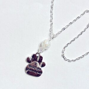 Memorial necklace You Left Paw Prints my Heart silver dog cat necklace